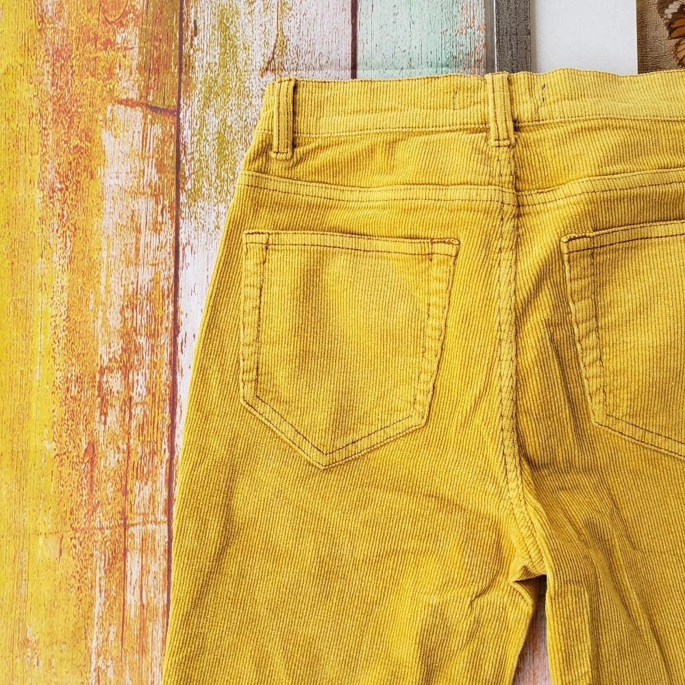 Pam & Gela Mustard Cropped Flare Corduroy Pants S - Picture 6 of 7
